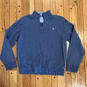 Polo Ralph Lauren Navy Half Zip Pullover Sweatshirt Pony Logo Blue Med Estimate